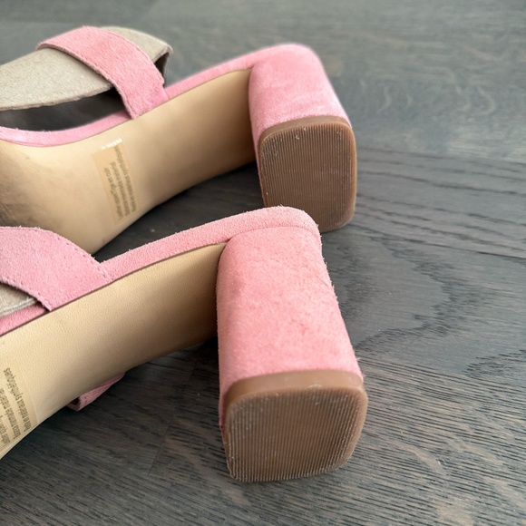 BP. Emmie Block Heel Slide Sandal Pink Creole Leather Upper Size 9 - Picture 4 of 9